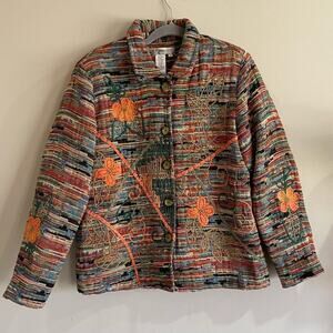 Vintage Coldwater Creek Bohemian Colorful Embroidered Jacket